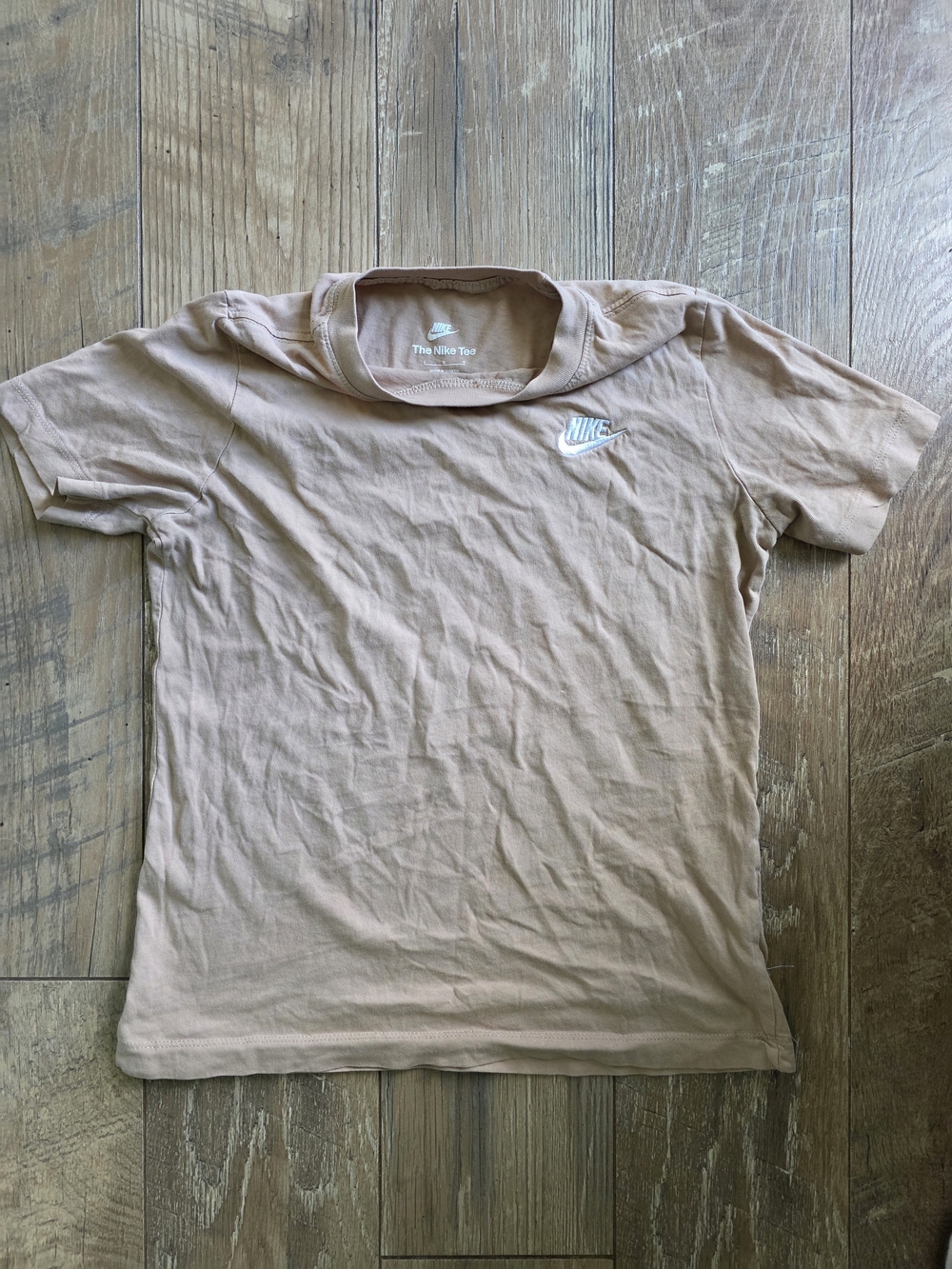 Nike Kids Short Sleeve Tee in Light Tan with White Logo